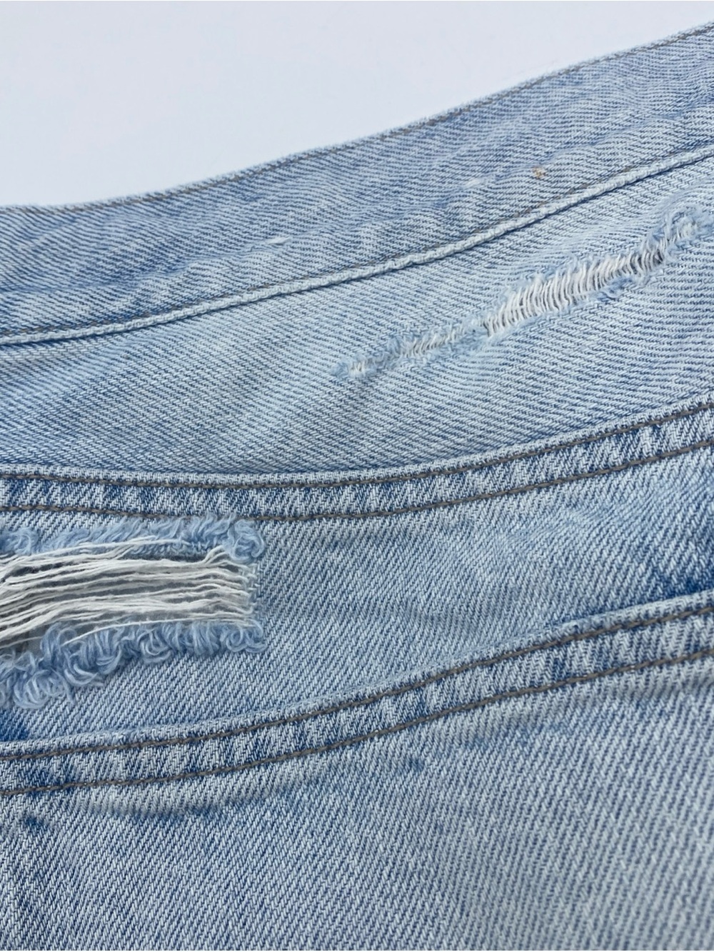 Jorts American Eagle High Rise Mom Jean Short Distressed Denim Frayed Hem Button - Picture 5 of 7
